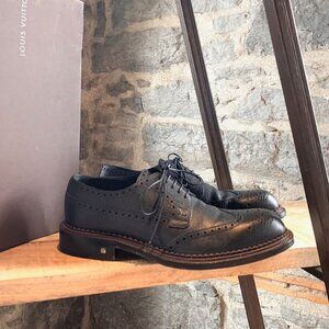 Louis Vuitton Derby Brogues Grey Leather Shoes